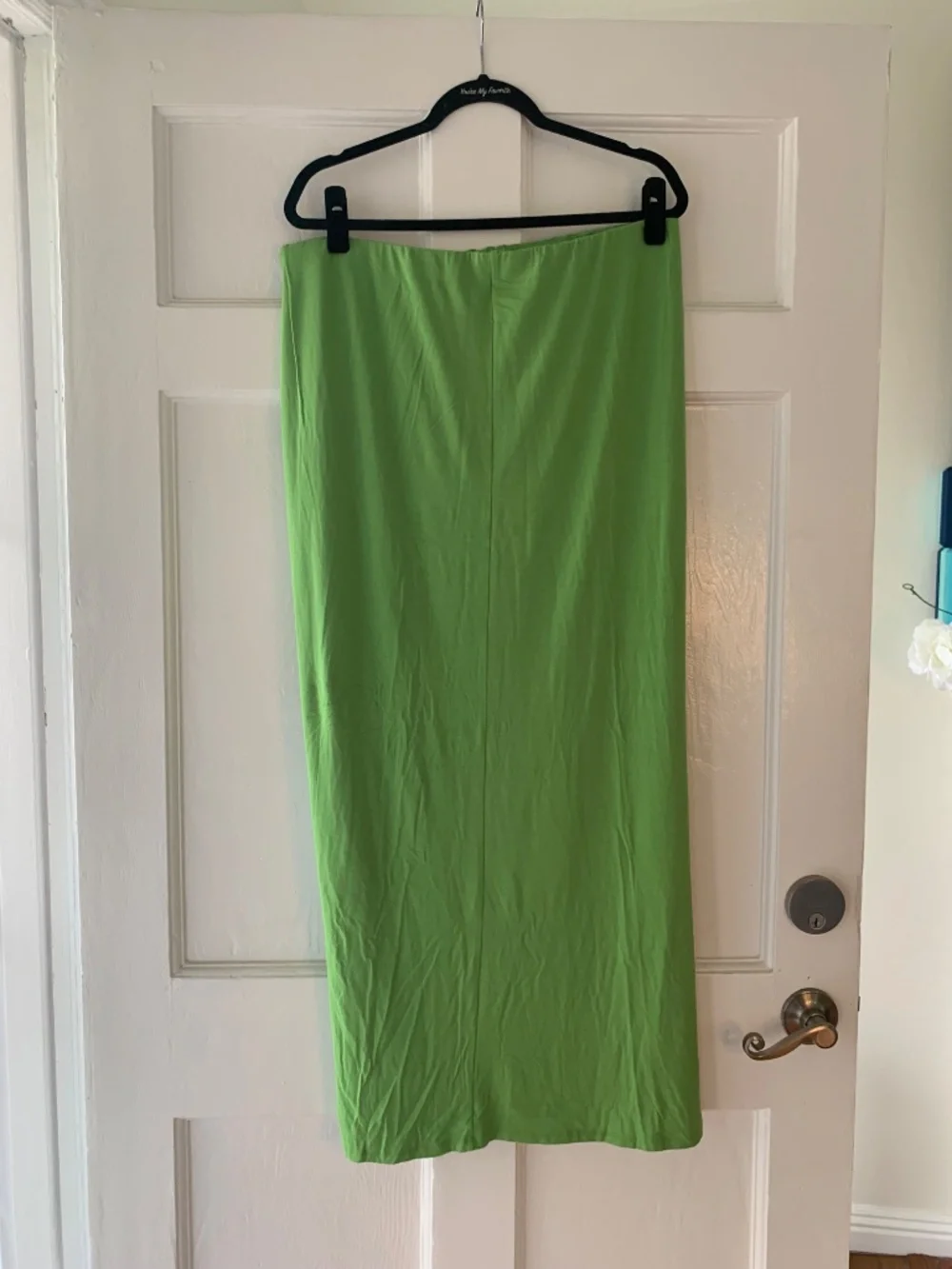 NWT ELOQUII Lime Green Ruched Front-Slit Stretch Maxi Skirt 16
